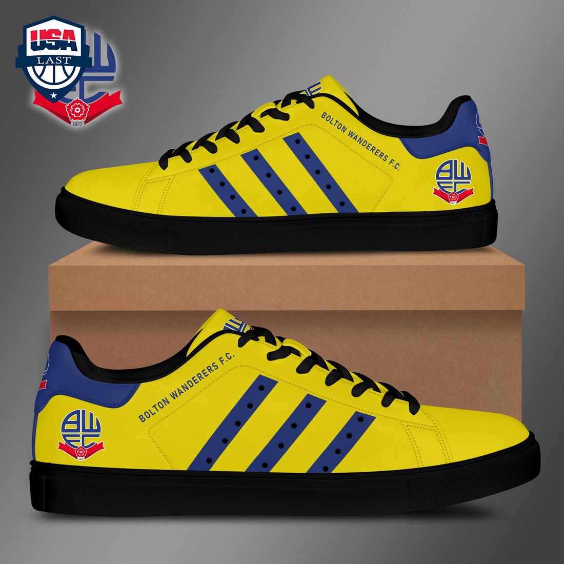 Bolton Wanderers FC Navy Stripes Style 1 Stan Smith Low Top Shoes – Saleoff