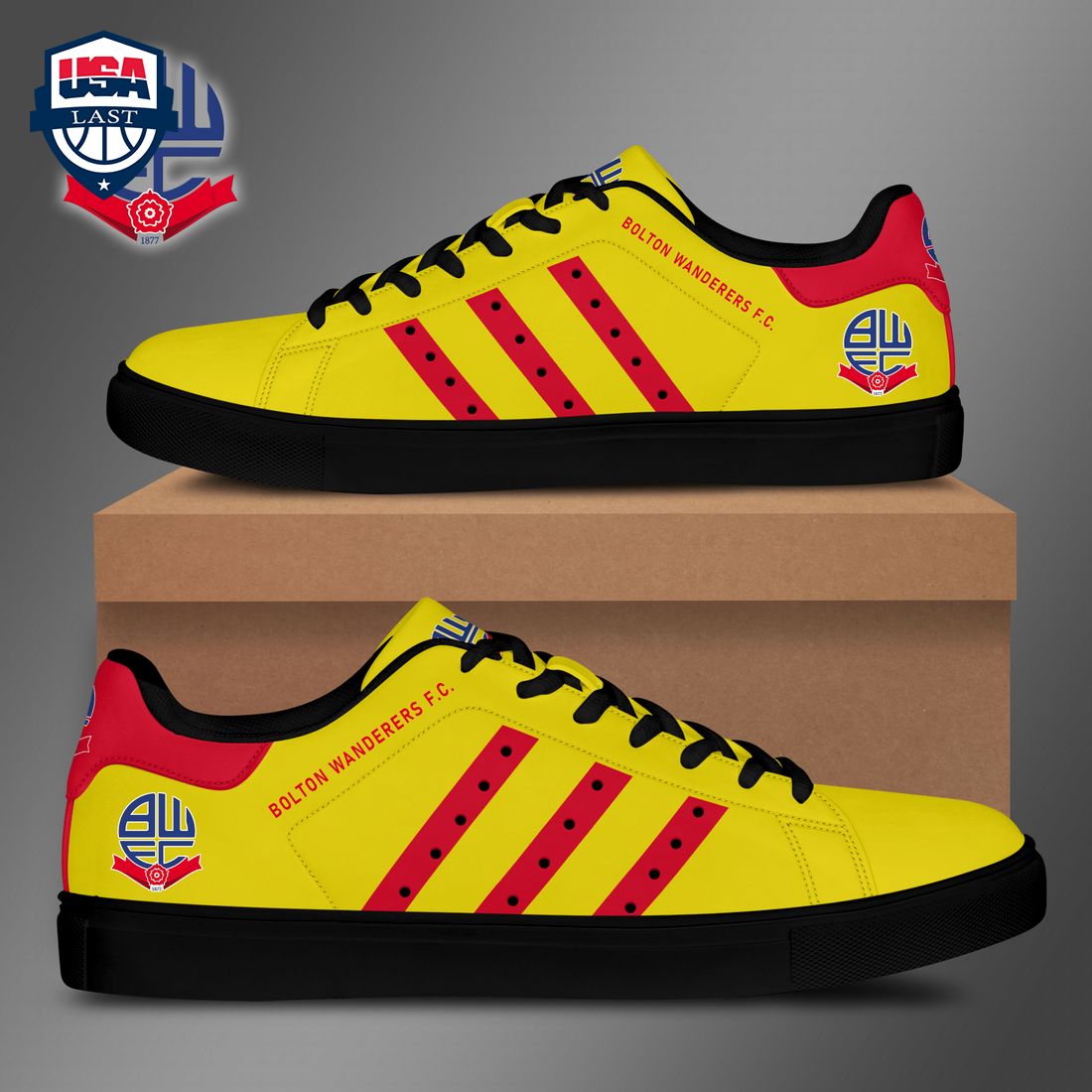Bolton Wanderers FC Red Stripes Style 2 Stan Smith Low Top Shoes – Saleoff
