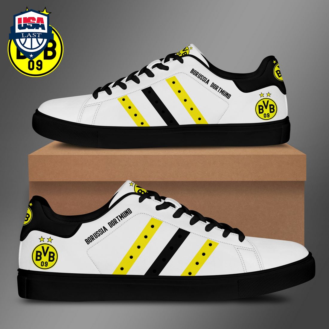 Borussia Dortmund Yellow Black Stripes Stan Smith Low Top Shoes – Saleoff