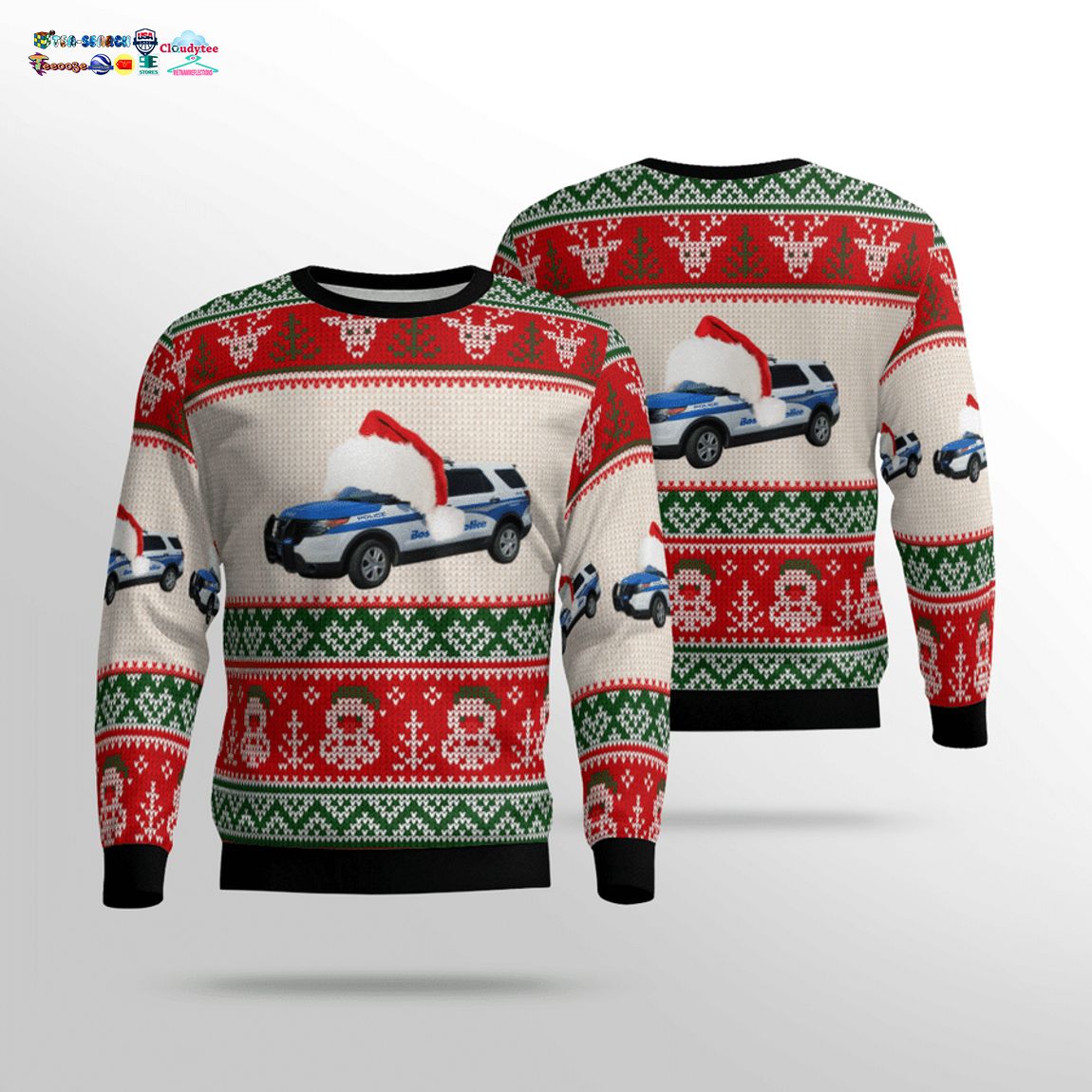 Boston Police Department Ver 2 3D Christmas Sweater