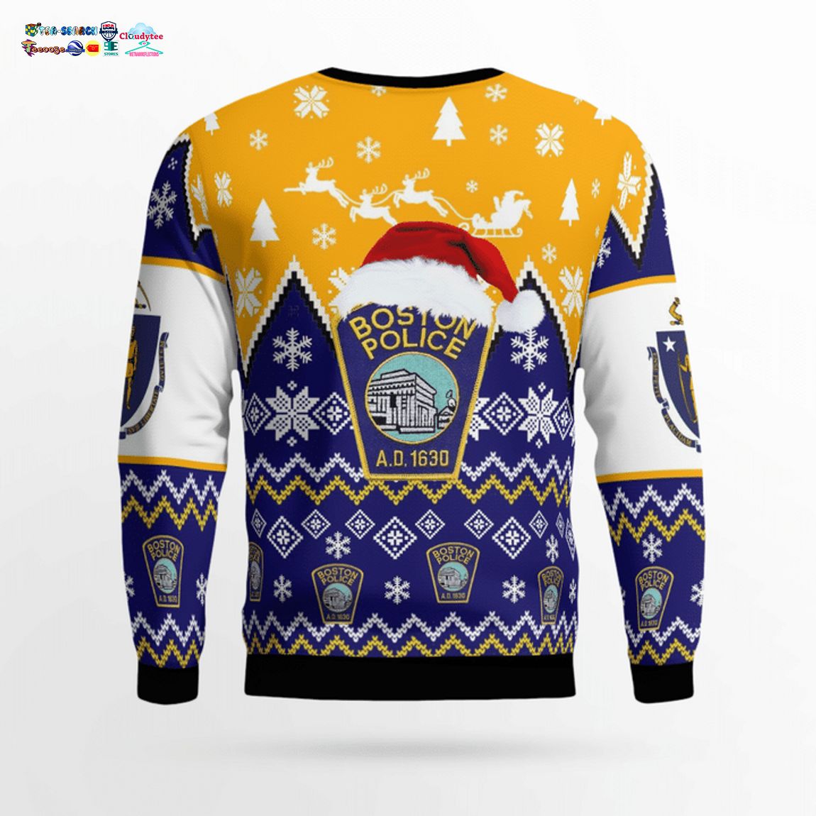 Boston Police Department Ver 3 3D Christmas Sweater