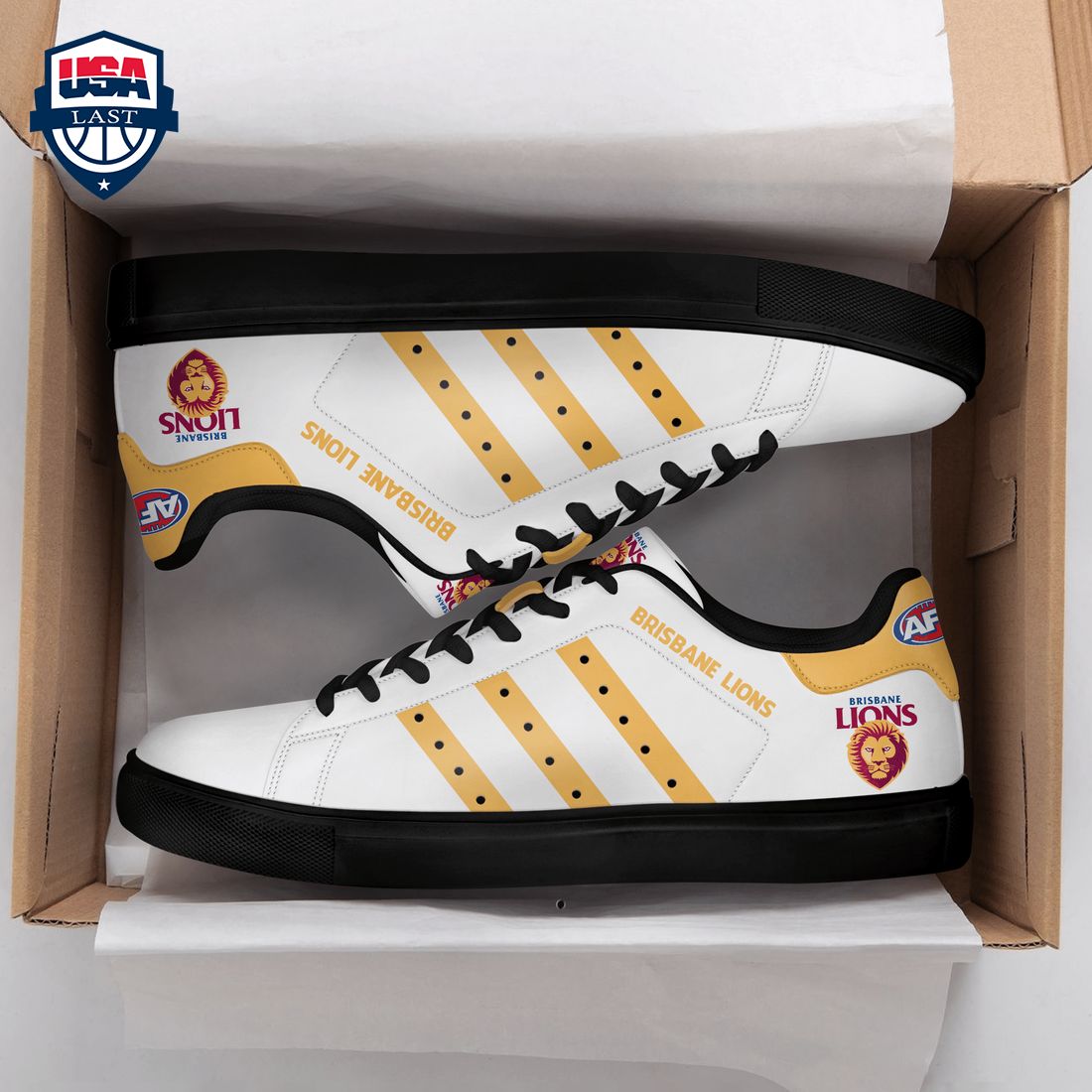 Brisbane Lions Yellow Stripes Style 4 Stan Smith Low Top Shoes – Saleoff