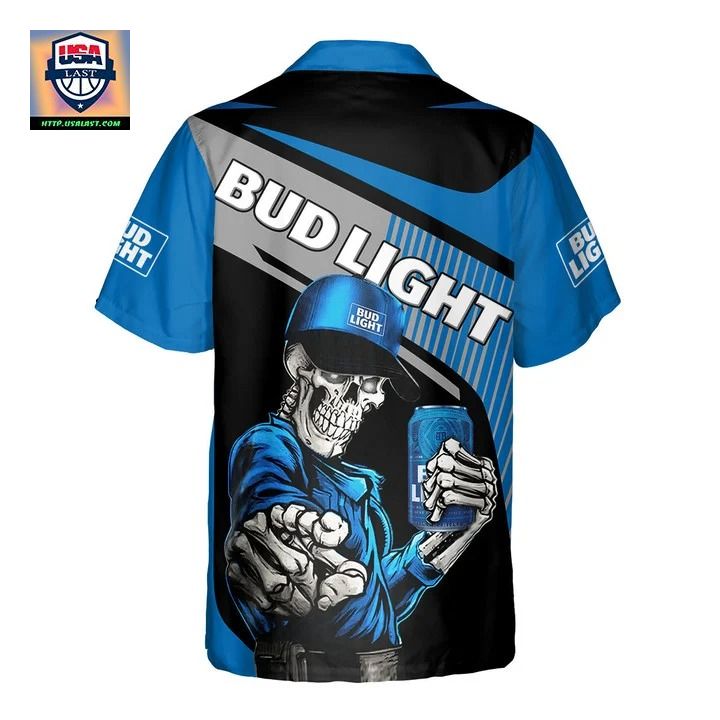 Bud Light Skull Unisex Hawaiian Shirt - You look beautiful forever