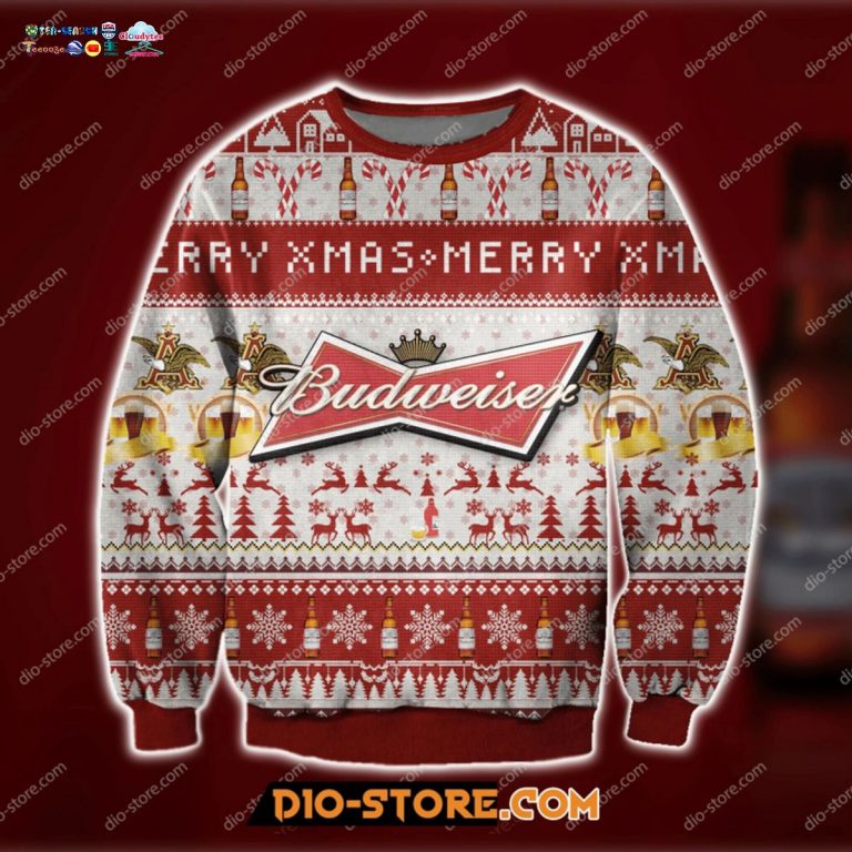 Budweiser Ugly Christmas Sweater - Two little brothers rocking together