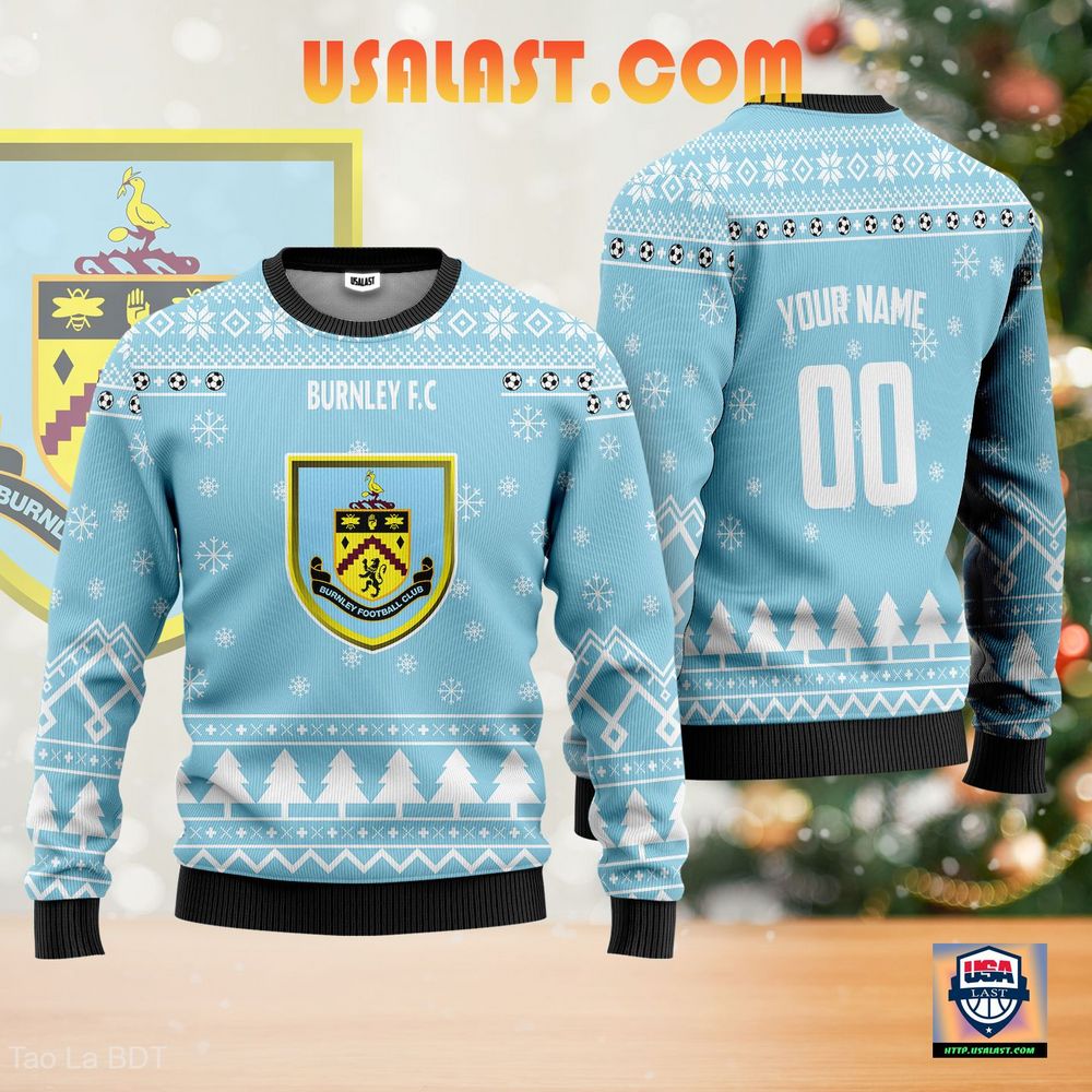 Burnley F.C Ugly Christmas Sweater Light Blue Version – Usalast