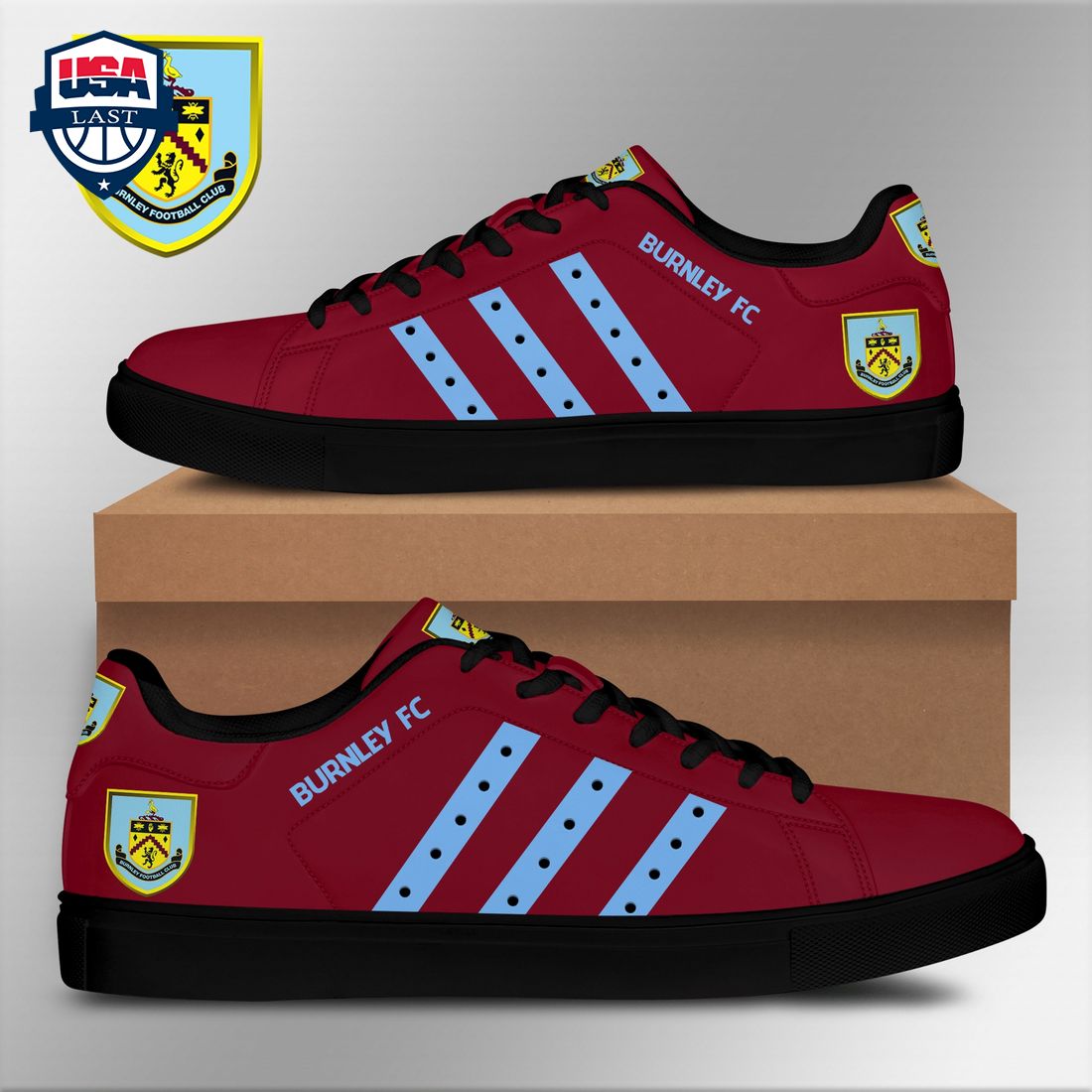 Burnley FC Aqua Blue Stripes Stan Smith Low Top Shoes – Saleoff