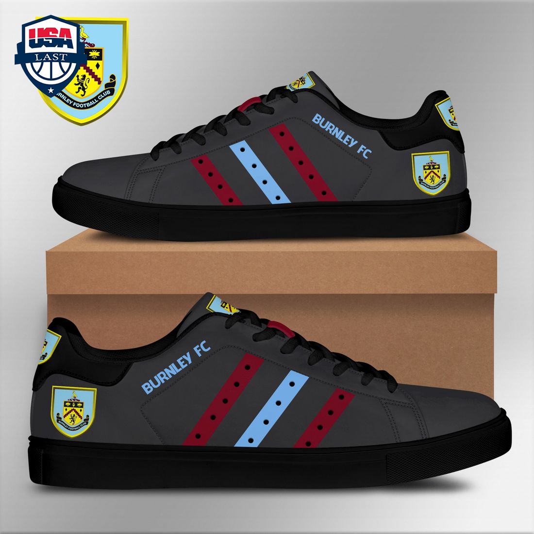 Burnley FC Red Aqua Blue Stripes Stan Smith Low Top Shoes – Saleoff