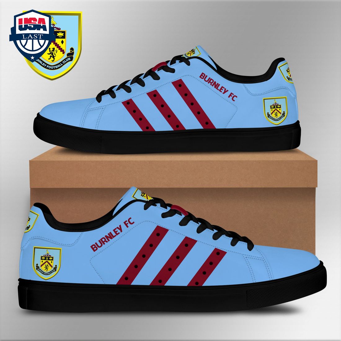Burnley FC Red Stripes Style 1 Stan Smith Low Top Shoes - Natural and awesome