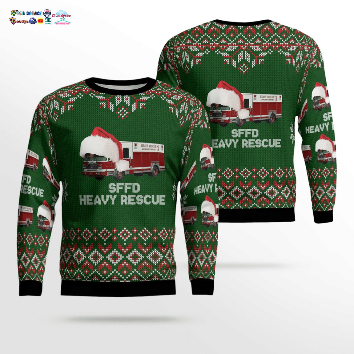 California San Francisco Fire Department Heavy Rescue 1 3D Christmas Sweater