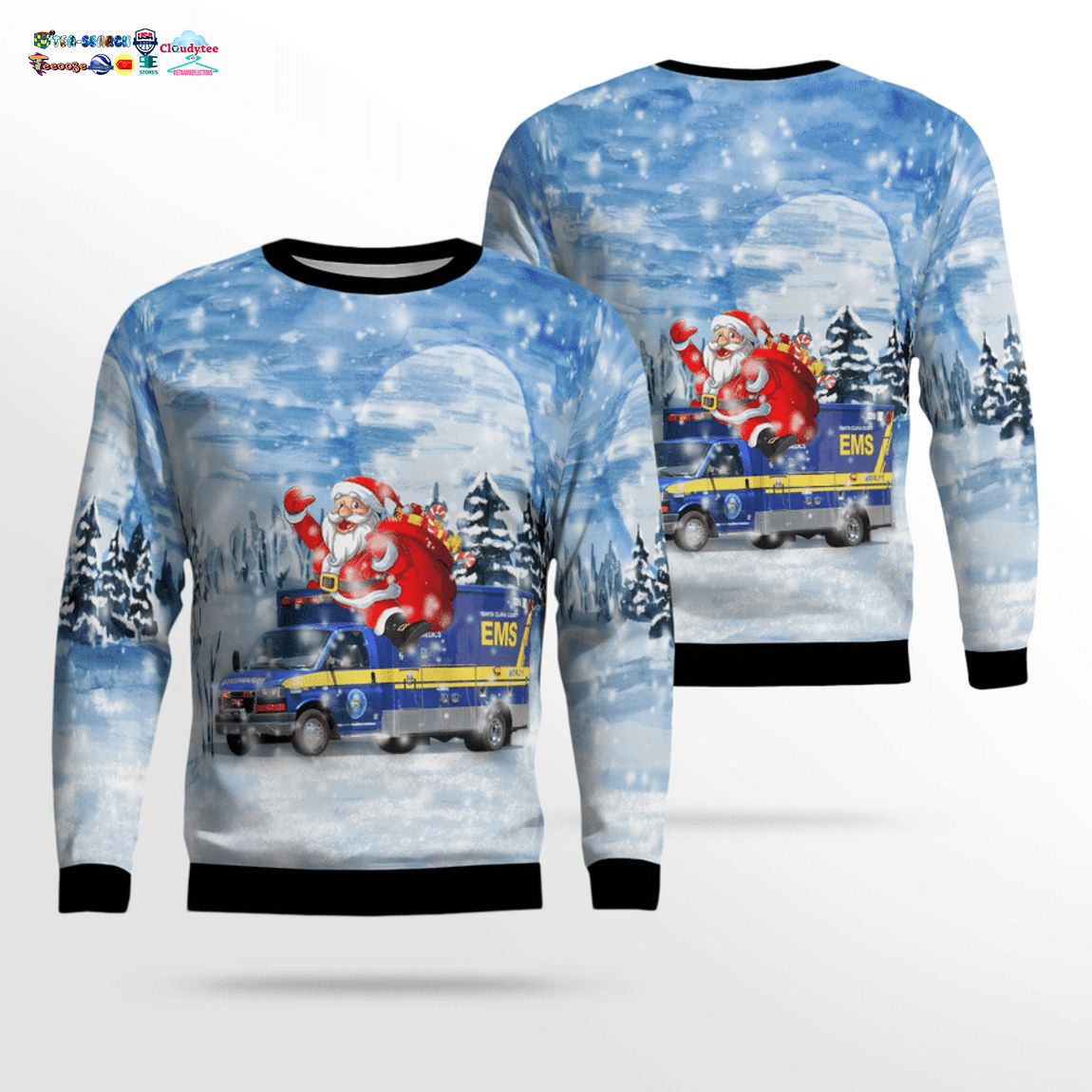 California Santa Clara County EMS Ver 2 3D Christmas Sweater
