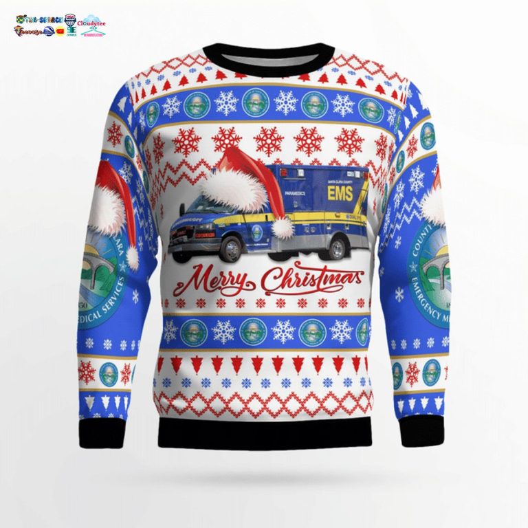 California Santa Clara County EMS Ver 3 3D Christmas Sweater - Cutting dash