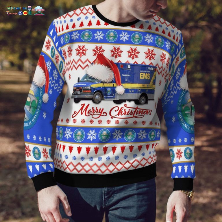 California Santa Clara County EMS Ver 3 3D Christmas Sweater - You look lazy