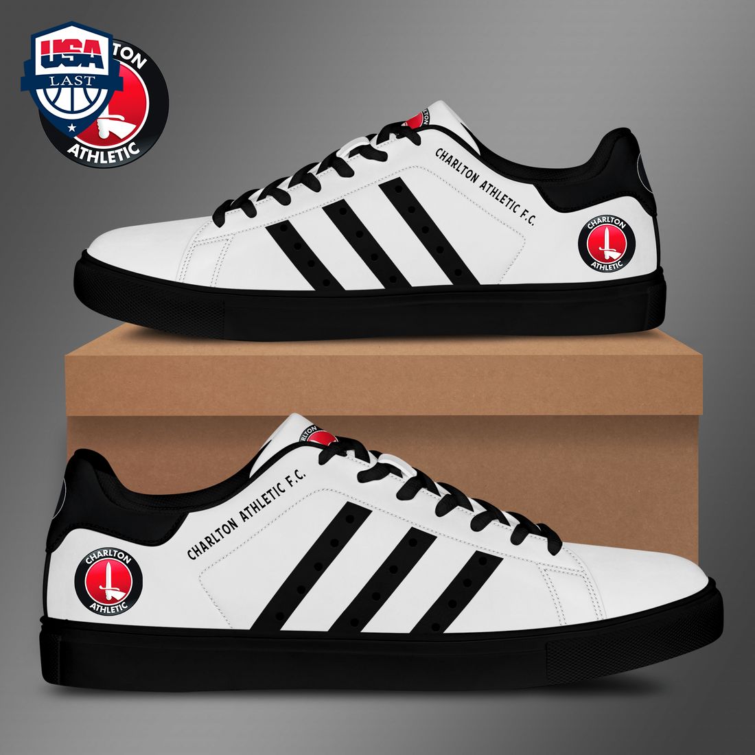 Charlton Athletic FC Black Stripes Style 1 Stan Smith Low Top Shoes – Saleoff