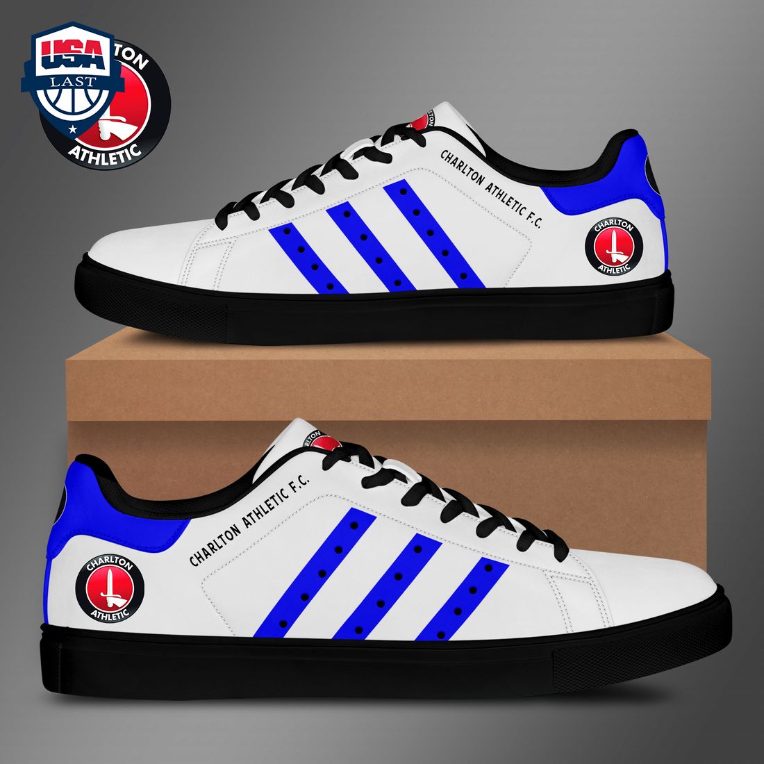 Charlton Athletic FC Blue Stripes Stan Smith Low Top Shoes – Saleoff