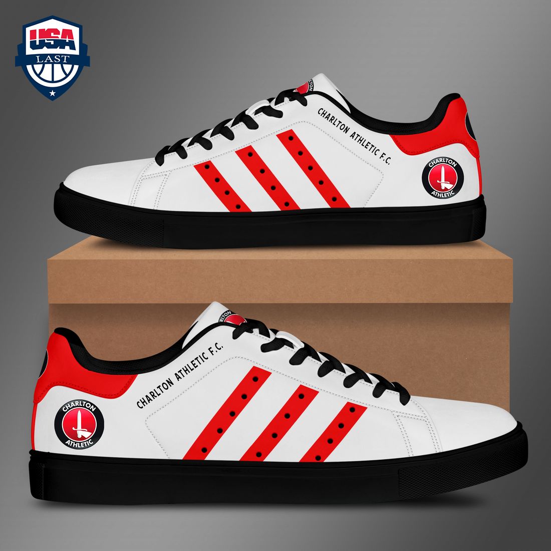 Charlton Athletic FC Red Stripes Stan Smith Low Top Shoes – Saleoff