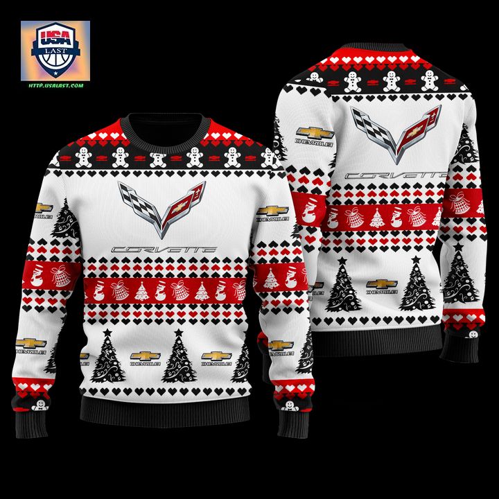 Chevrolet Corvette Merry Christmas White Ugly Sweater - Nice Pic