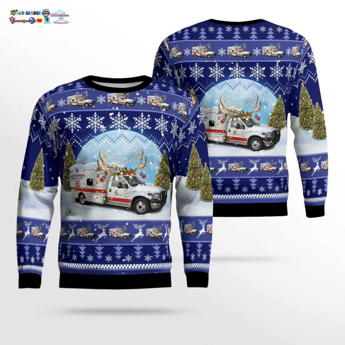 Chicago Fire Department Ambulance 85 3D Christmas Sweater