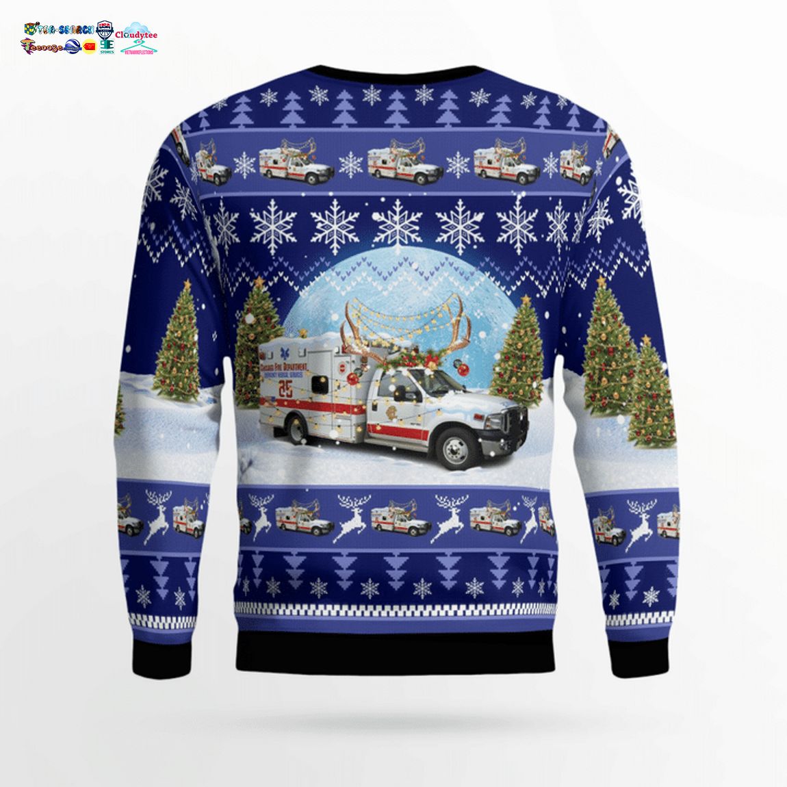 Chicago Fire Department Ambulance 85 3D Christmas Sweater