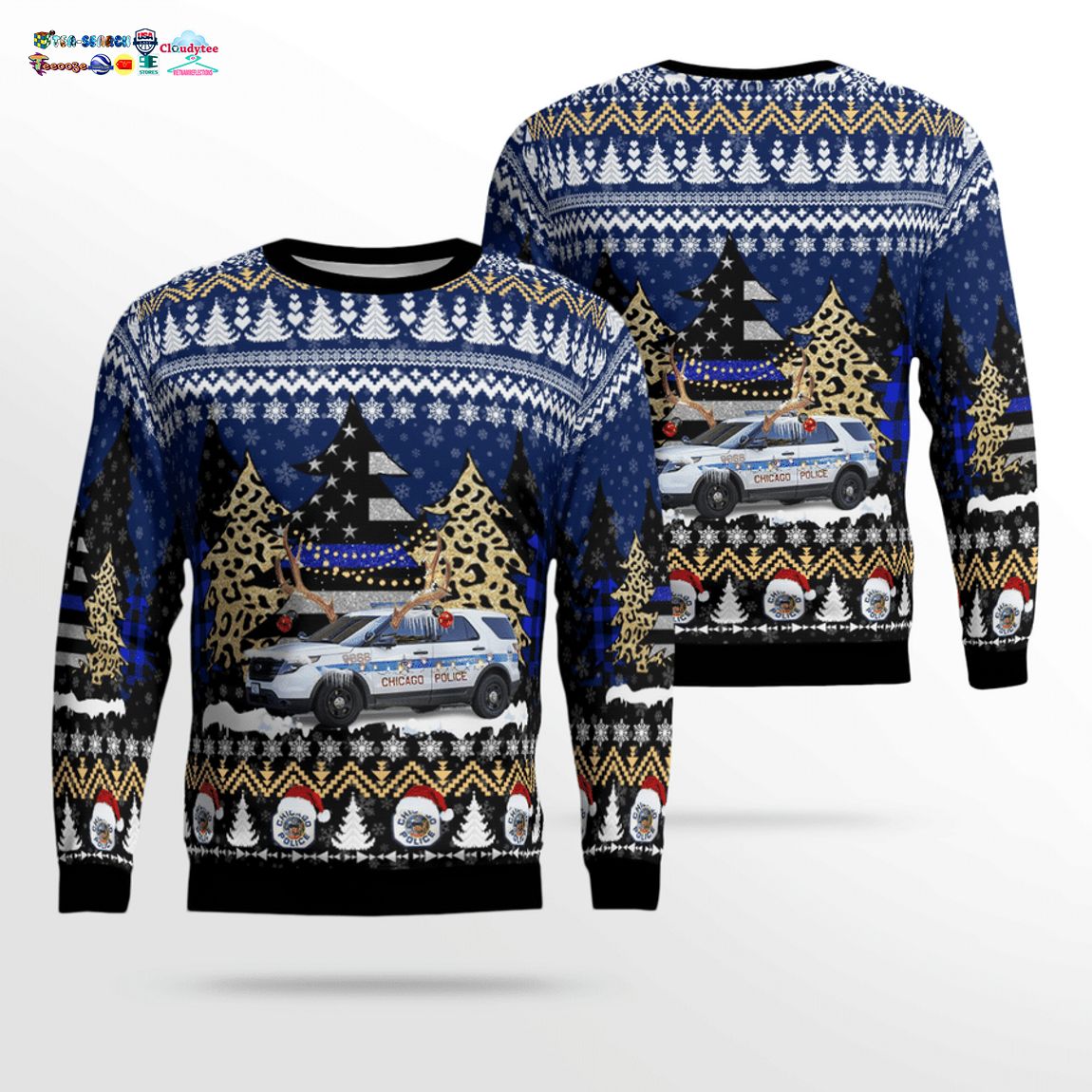 Chicago Police Department Ford Police Interceptor Utility 3D Christmas Sweater