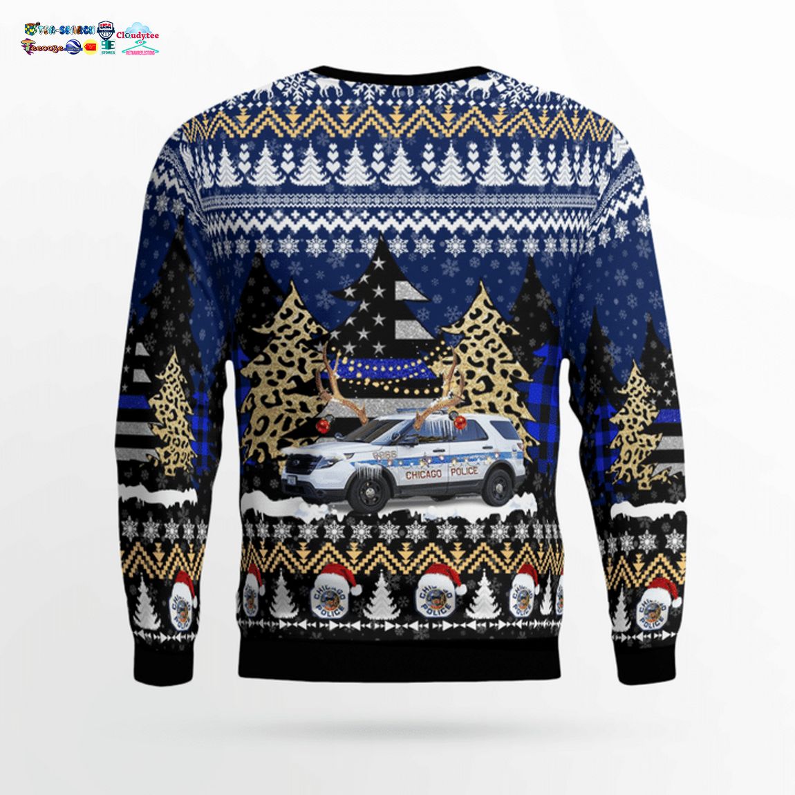 Chicago Police Department Ford Police Interceptor Utility 3D Christmas Sweater