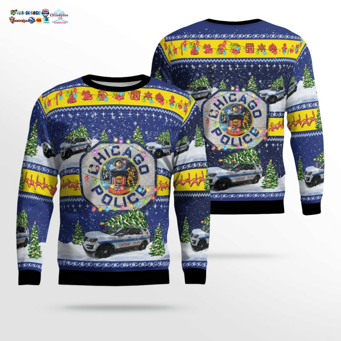 Chicago Police Ford Police Interceptor Utility 3D Christmas Sweater