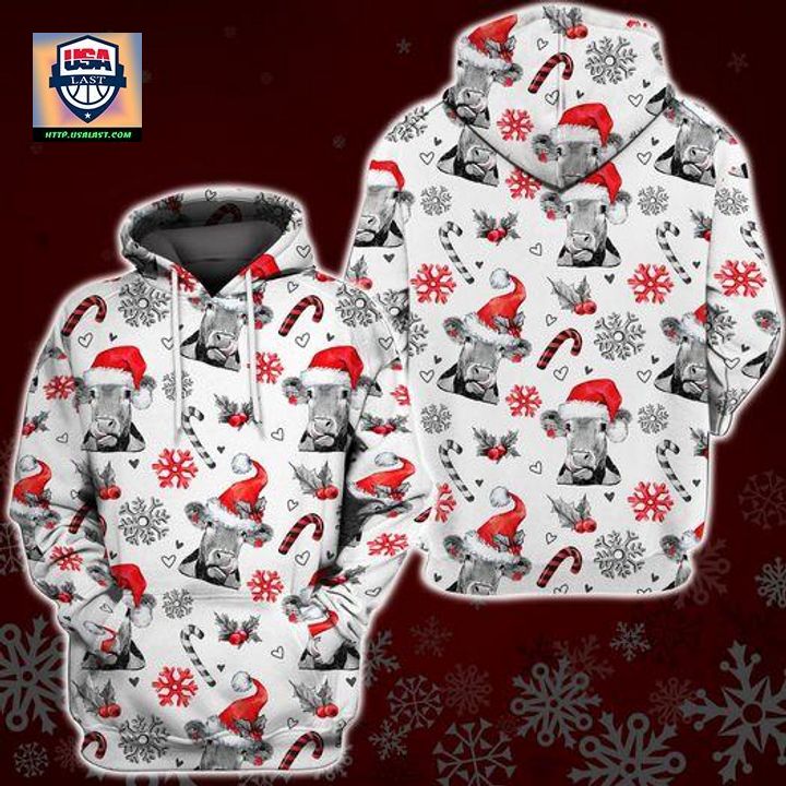 Christmas Cow White Red 3D All Over Print Hoodie – Usalast