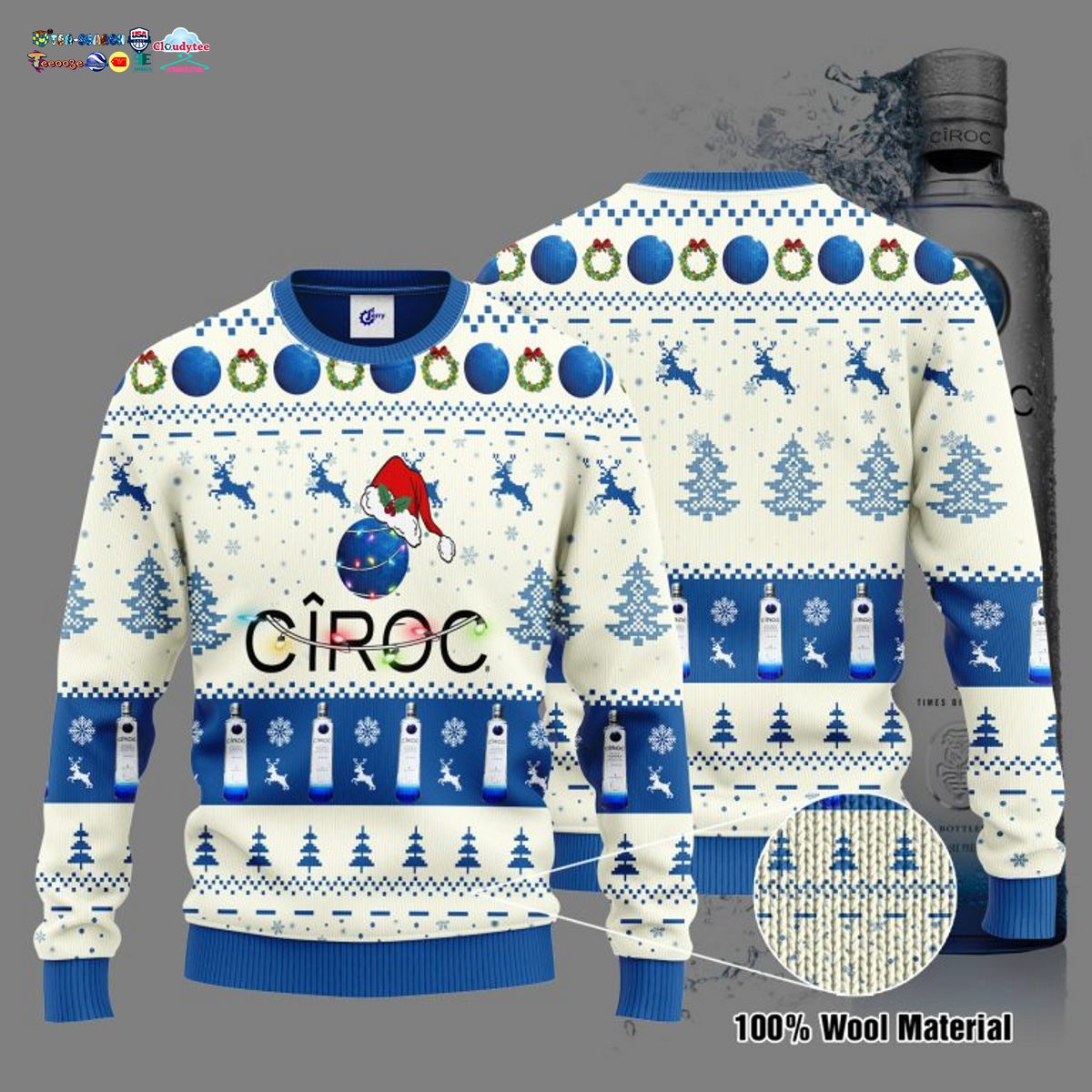 Ciroc Santa Hat Ugly Christmas Sweater