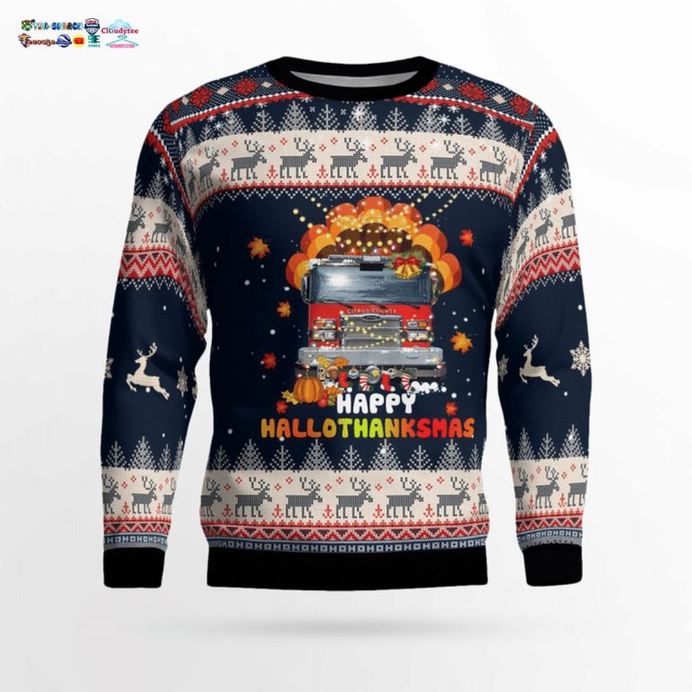 Citrus County Fire Rescue 3D Christmas Sweater - Sizzling