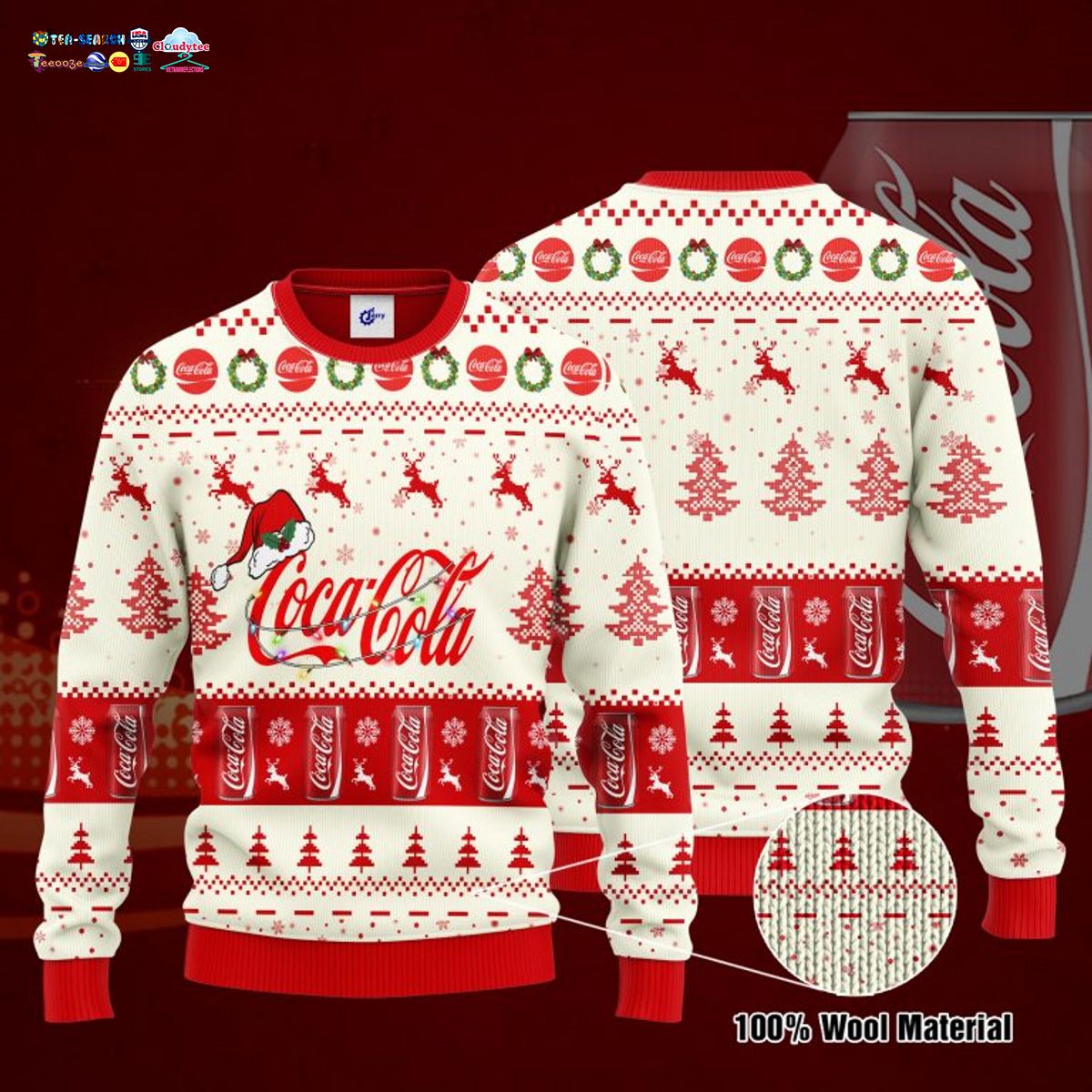 Coca Cola Santa Hat Ugly Christmas Sweater