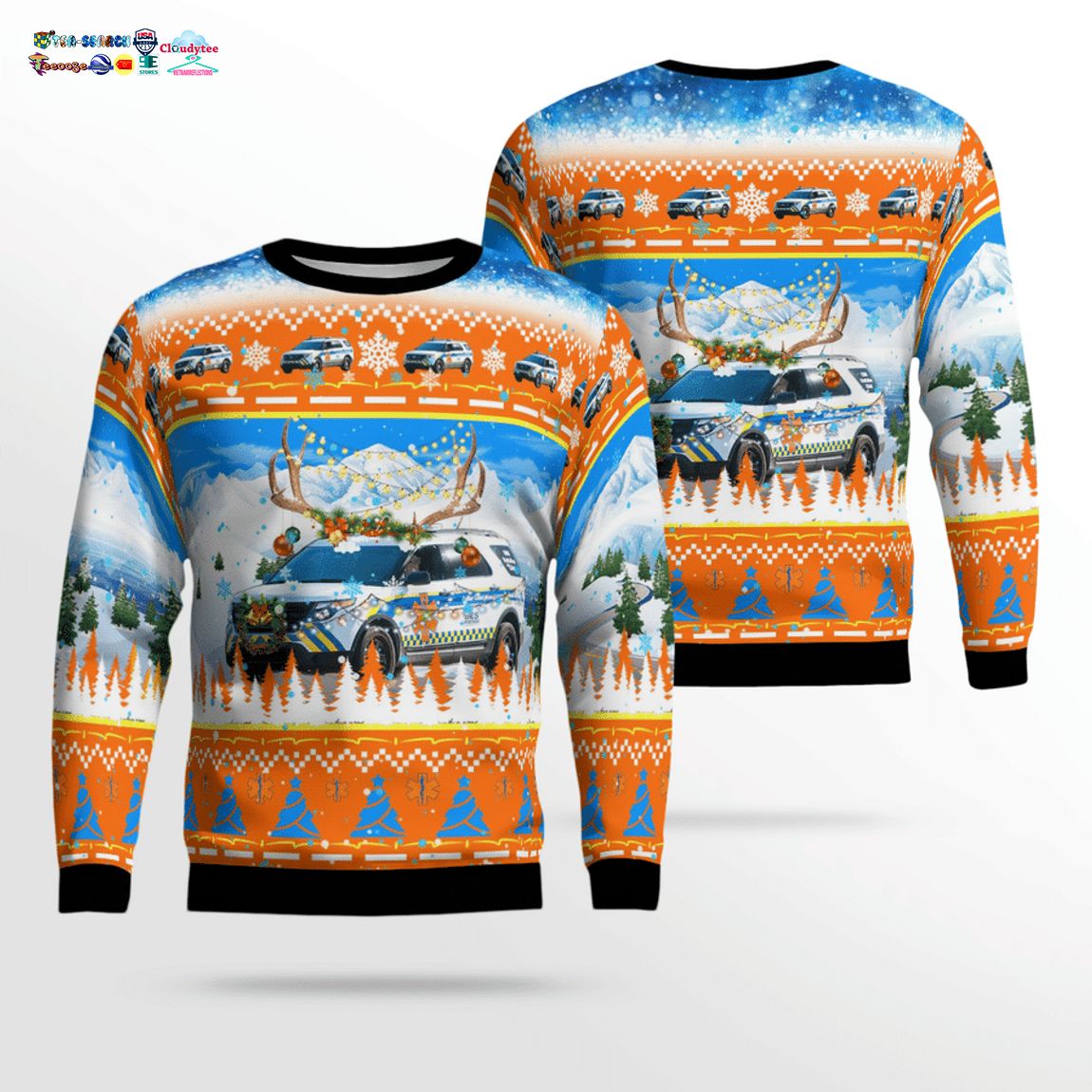 Collier County EMS Ford Explorer 3D Christmas Sweater - Damn good