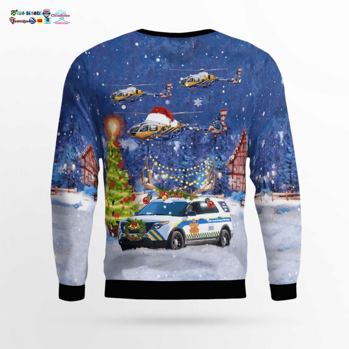 Collier County EMS Ford Explorer And N911CB Airbus Helicopters H135 EC135T3 C N 2105 3D Christmas Sweater