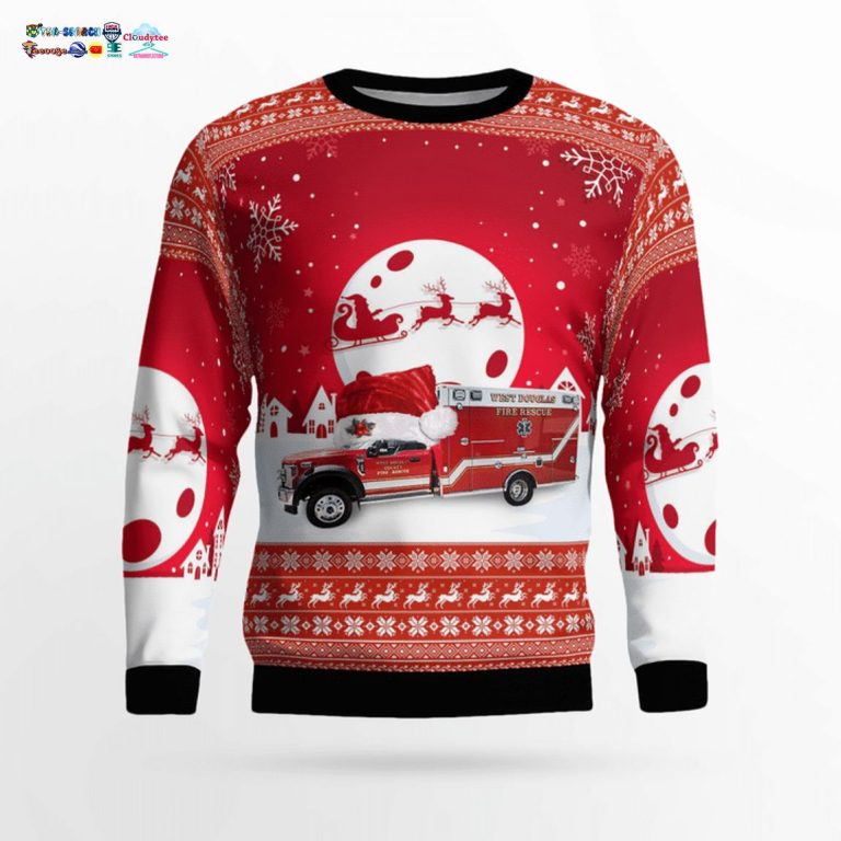 Colorado West Douglas County Fire Rescue EMS 3D Christmas Sweater - Sizzling