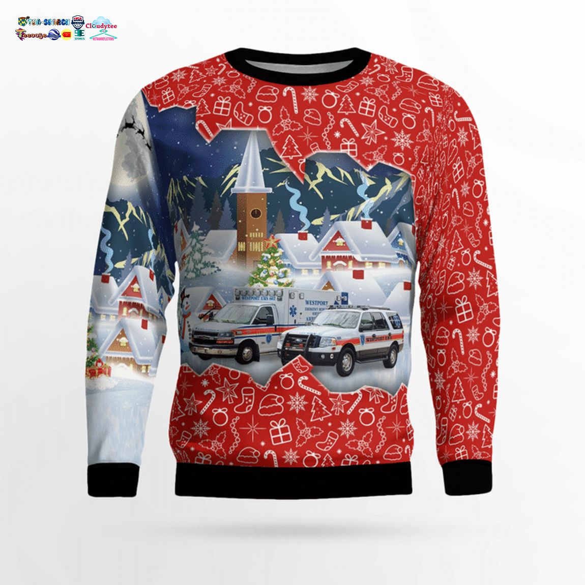Connecticut Westport Volunteer EMS 3D Christmas Sweater