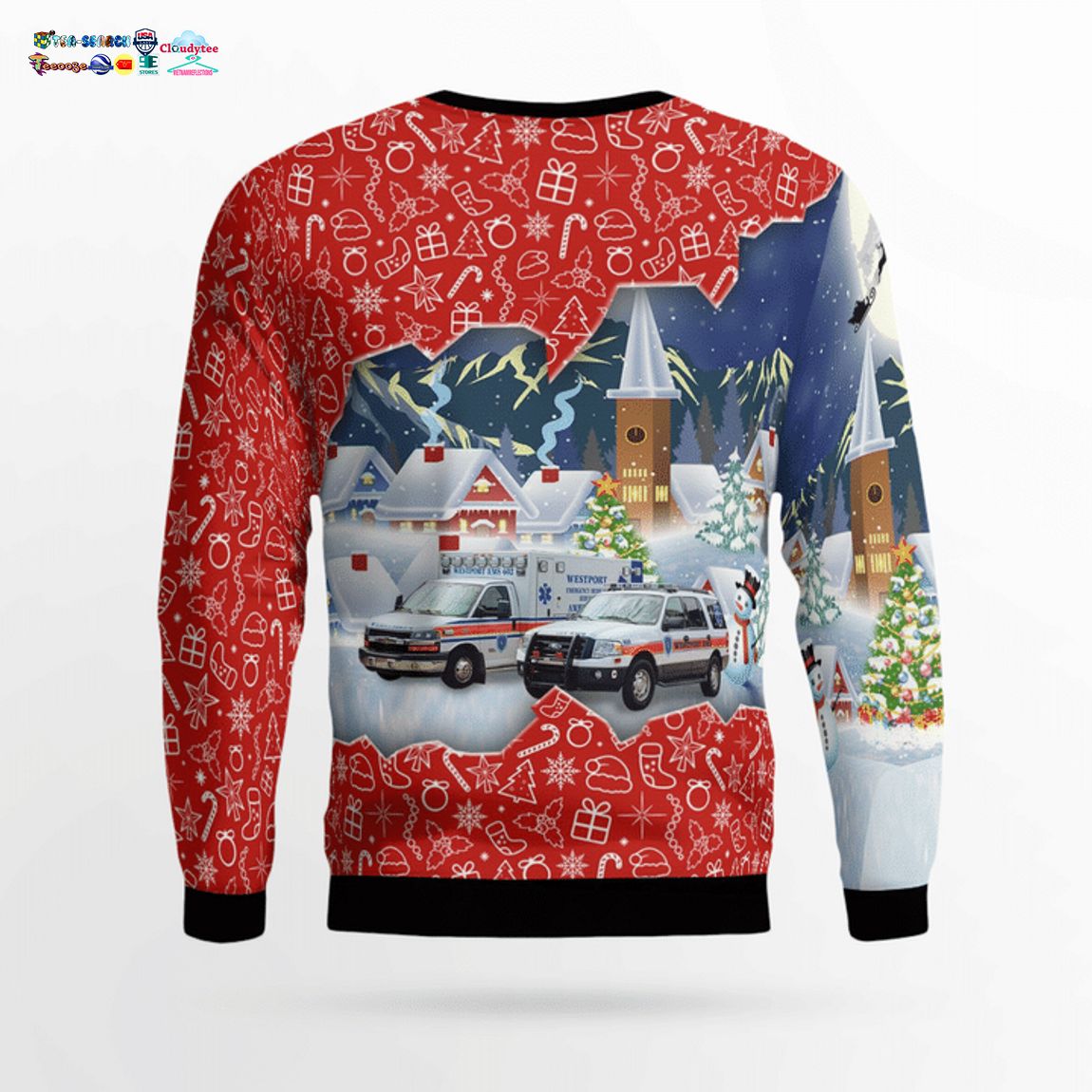Connecticut Westport Volunteer EMS 3D Christmas Sweater