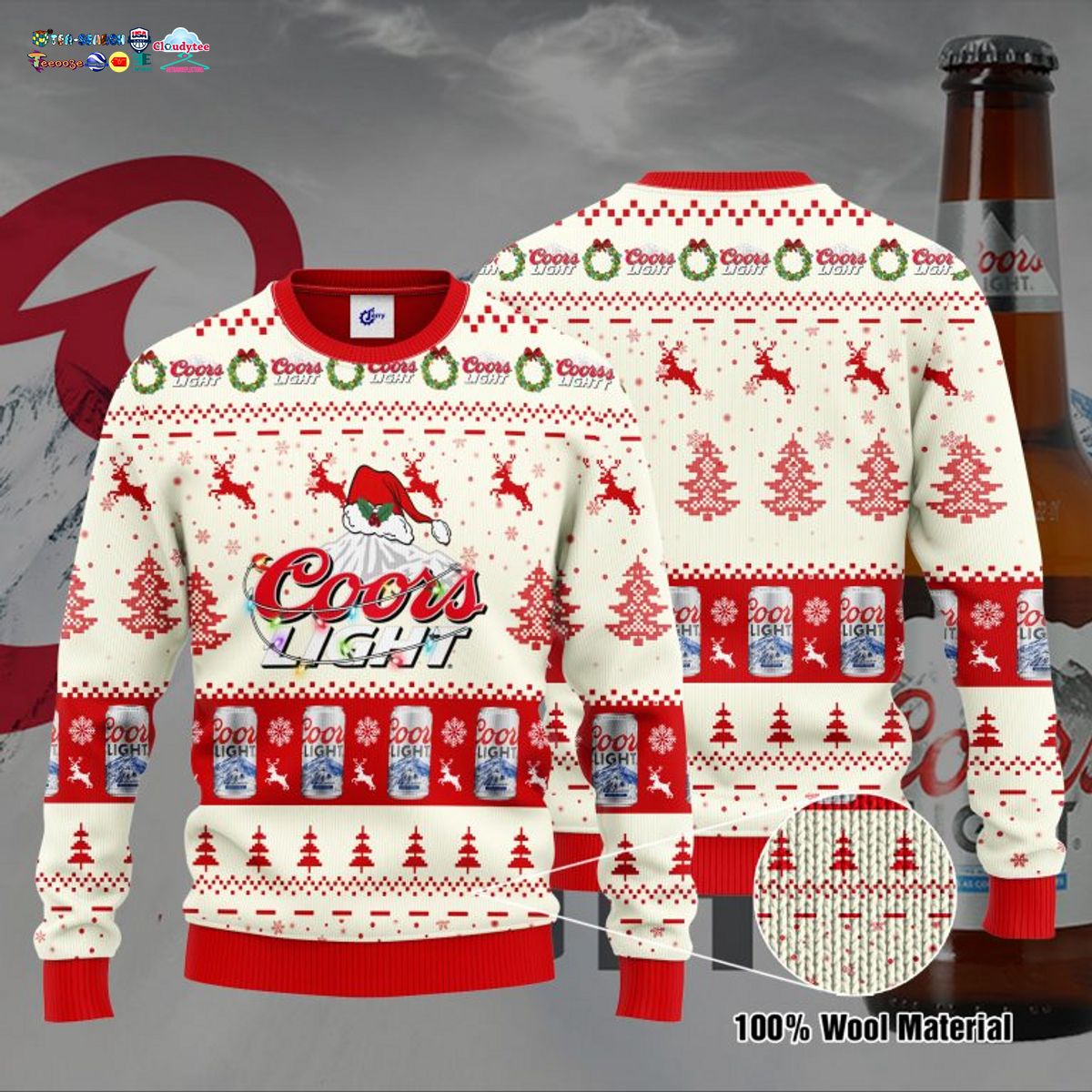 Coors Light Santa Hat Ugly Christmas Sweater