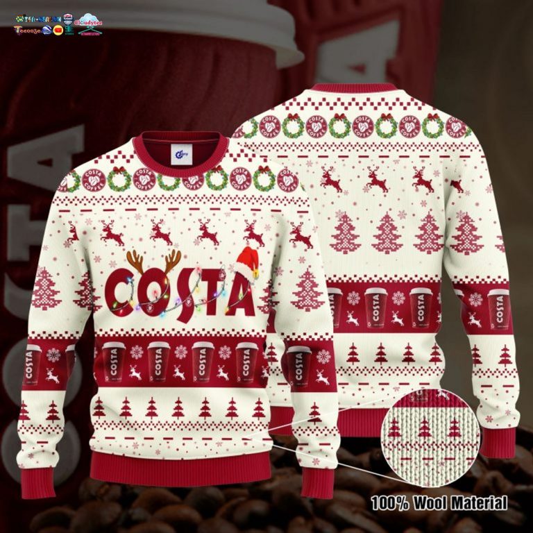 Costa Coffee Santa Hat Ugly Christmas Sweater - Your beauty is irresistible.