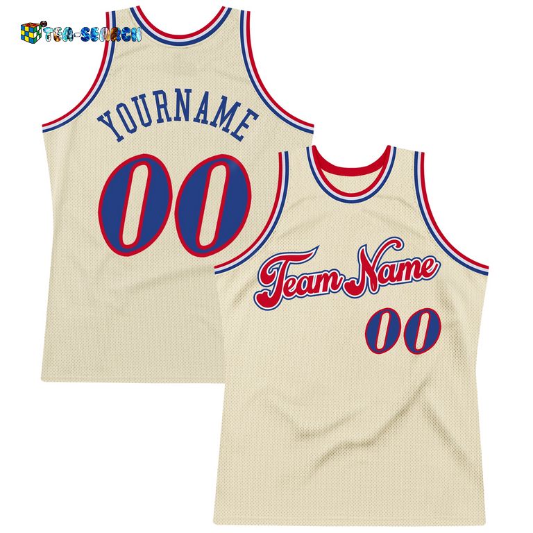 Cream Royal-red Authentic Throwback Basketball Jersey – Usalast