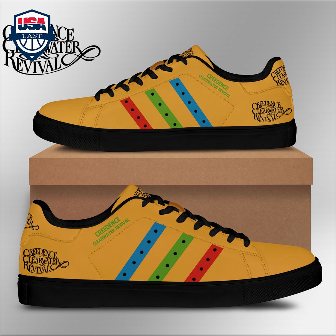 Creedence Clearwater Revival Blue Green Red Stripes Style 1 Stan Smith Low Top Shoes – Saleoff