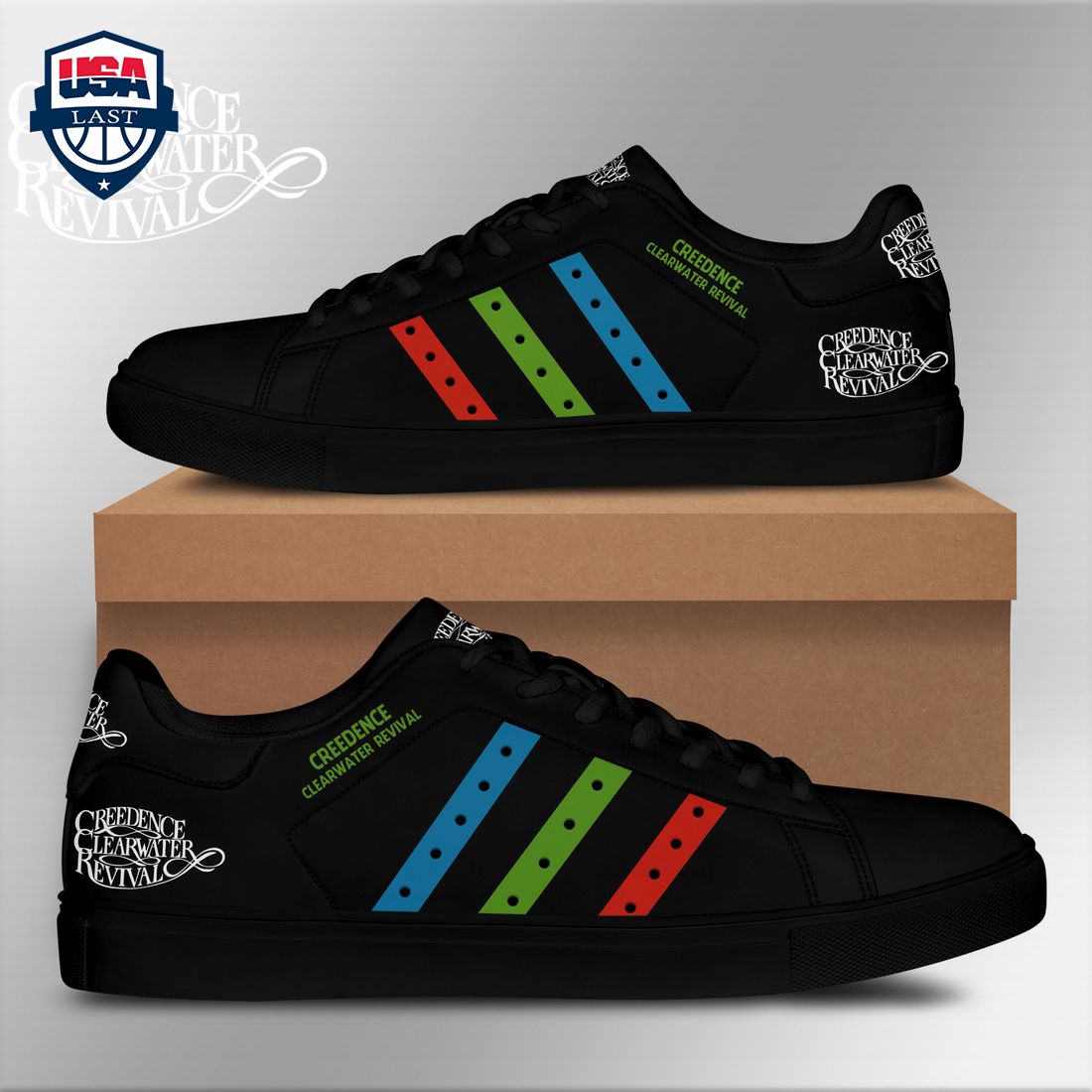 Creedence Clearwater Revival Blue Green Red Stripes Style 2 Stan Smith Low Top Shoes – Saleoff