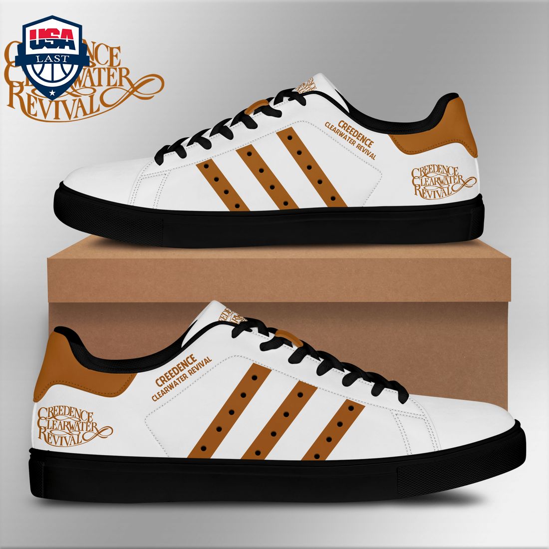 Creedence Clearwater Revival Brown Stripes Style 1 Stan Smith Low Top Shoes – Saleoff