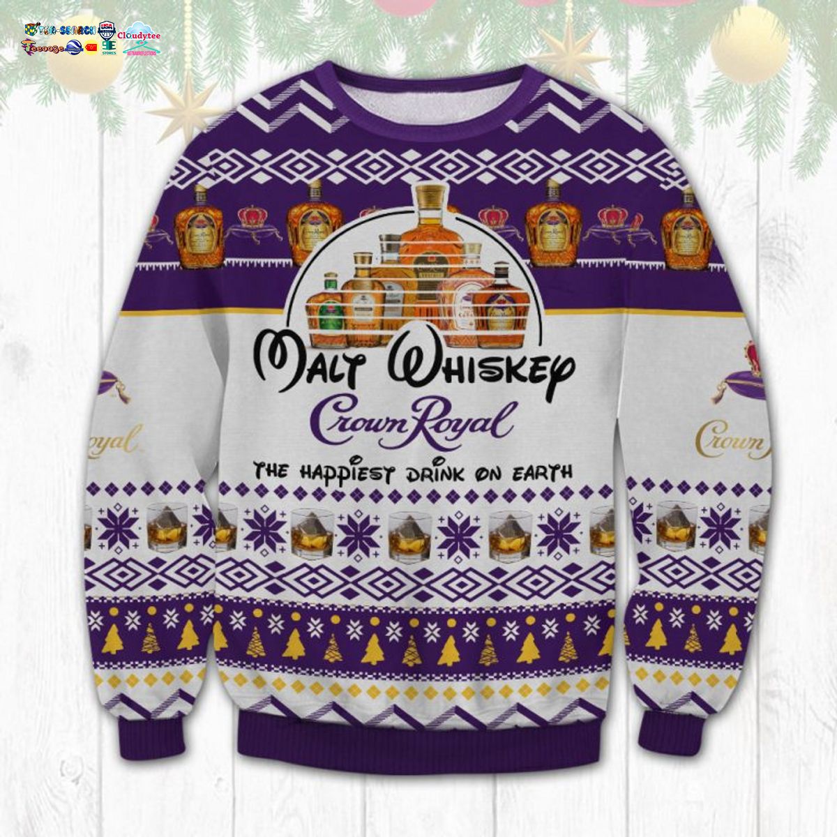 Crown Royal The Happiest Drink On Earth Ugly Christmas Sweater - Coolosm
