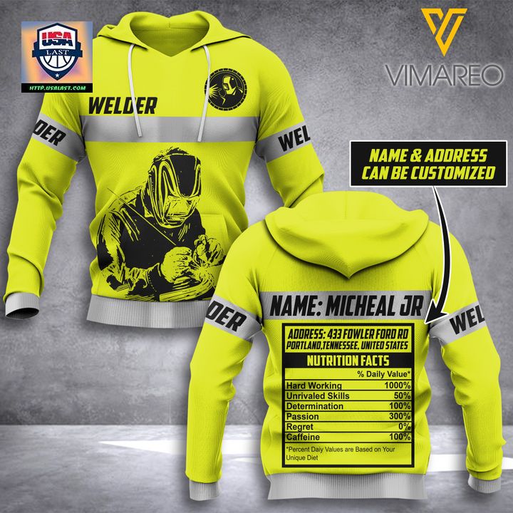 Customized Welder Nutrition Facts 3D All Over Print Hoodie – Usalast