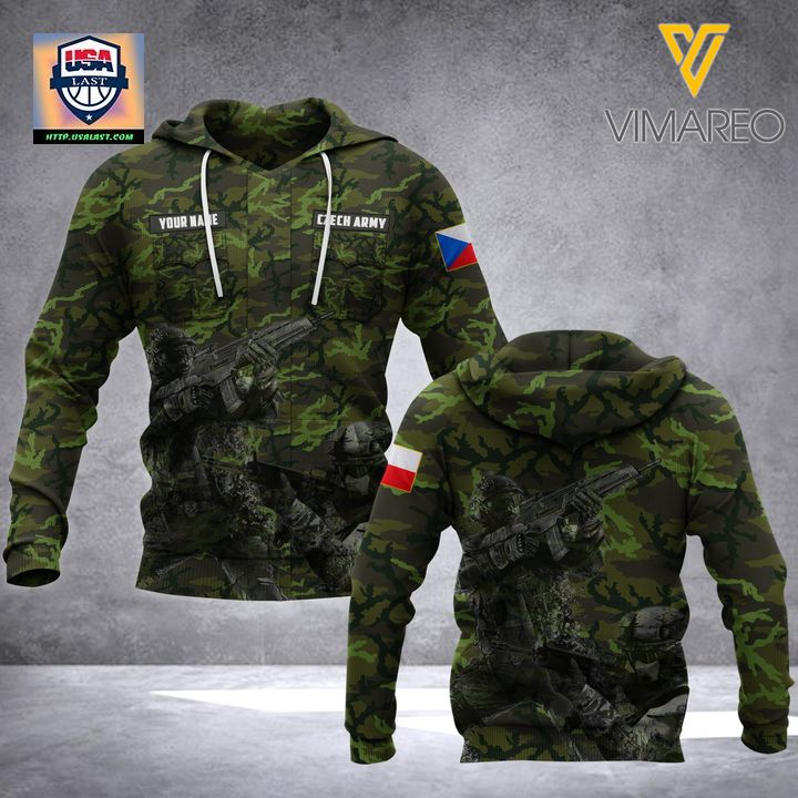 Czech Army Art Combat Custom Name 3D Hoodie - Royal Pic of yours