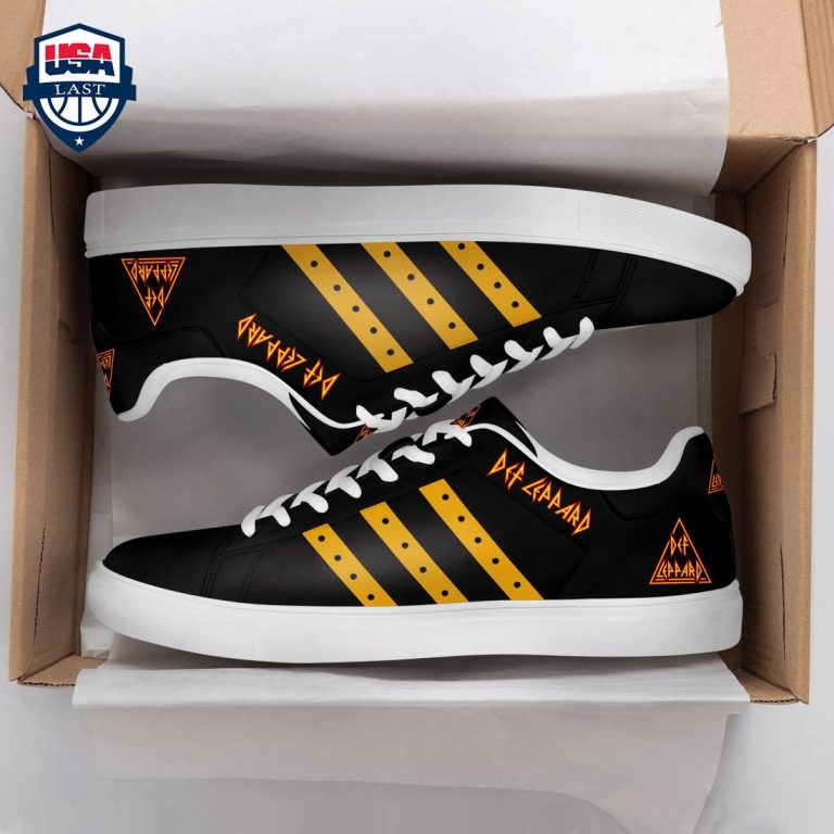 Def Leppard Yellow Stripes Style 2 Stan Smith Low Top Shoes - Rocking picture