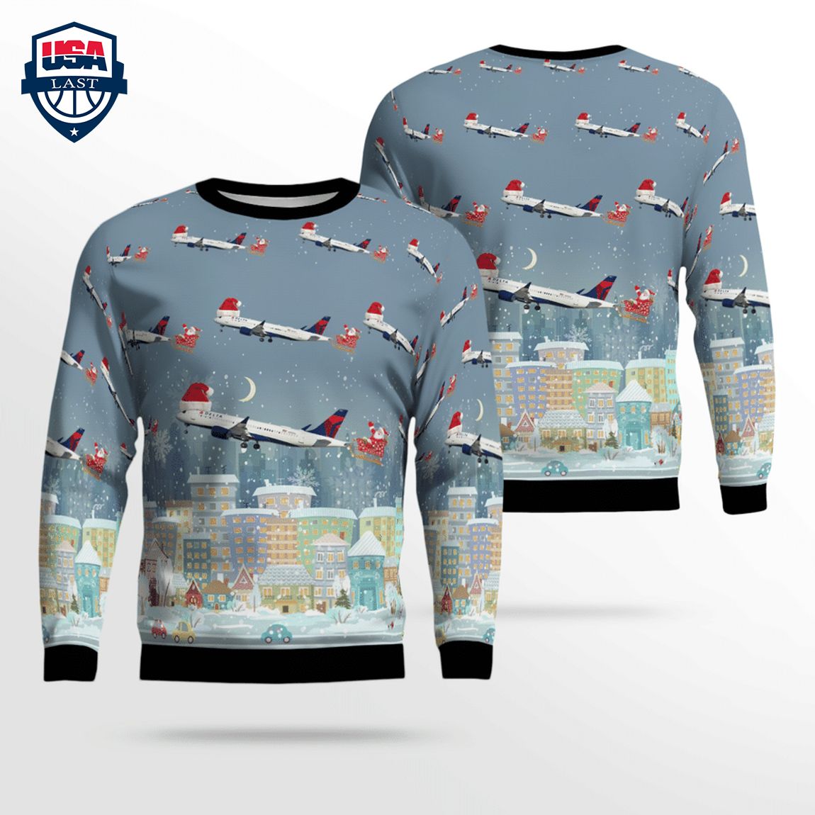 Delta Air Lines Airbus A220-300 3D Christmas Sweater – Saleoff