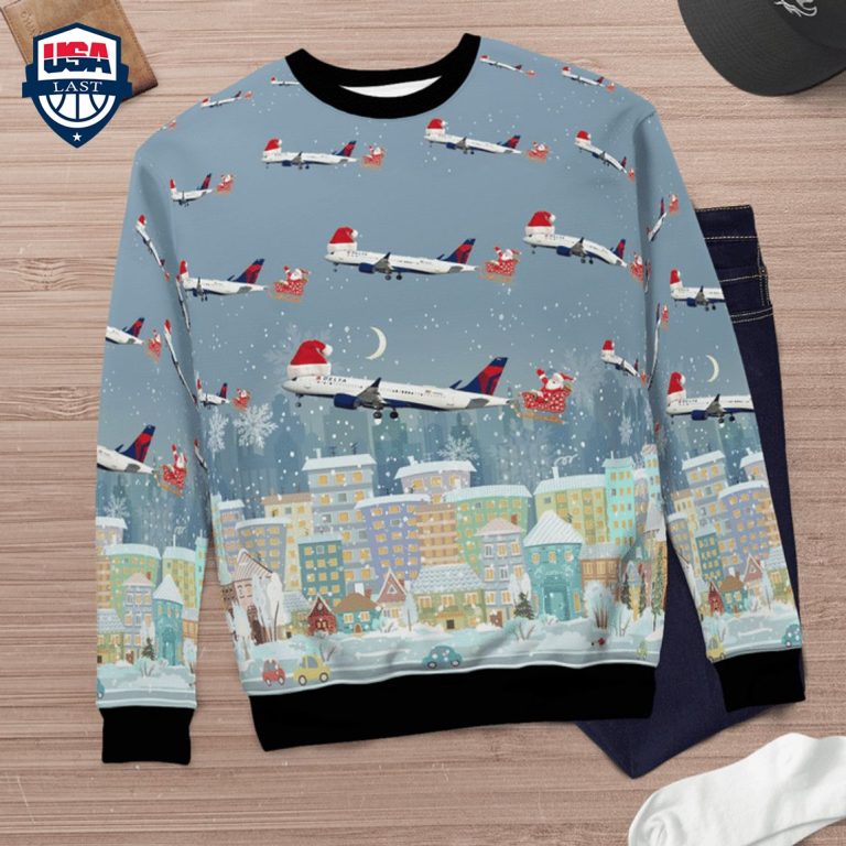 Delta Air Lines Airbus A220-300 3D Christmas Sweater - Nice Pic