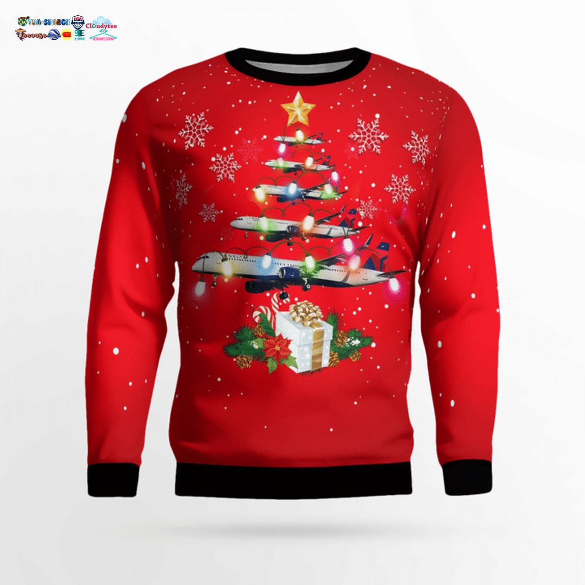 Delta Air Lines Airbus A321-200 3D Christmas Sweater