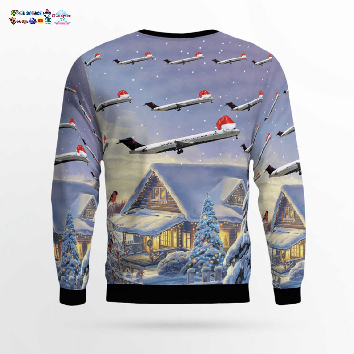 Delta Air Lines McDonnell Douglas MD-80 3D Christmas Sweater