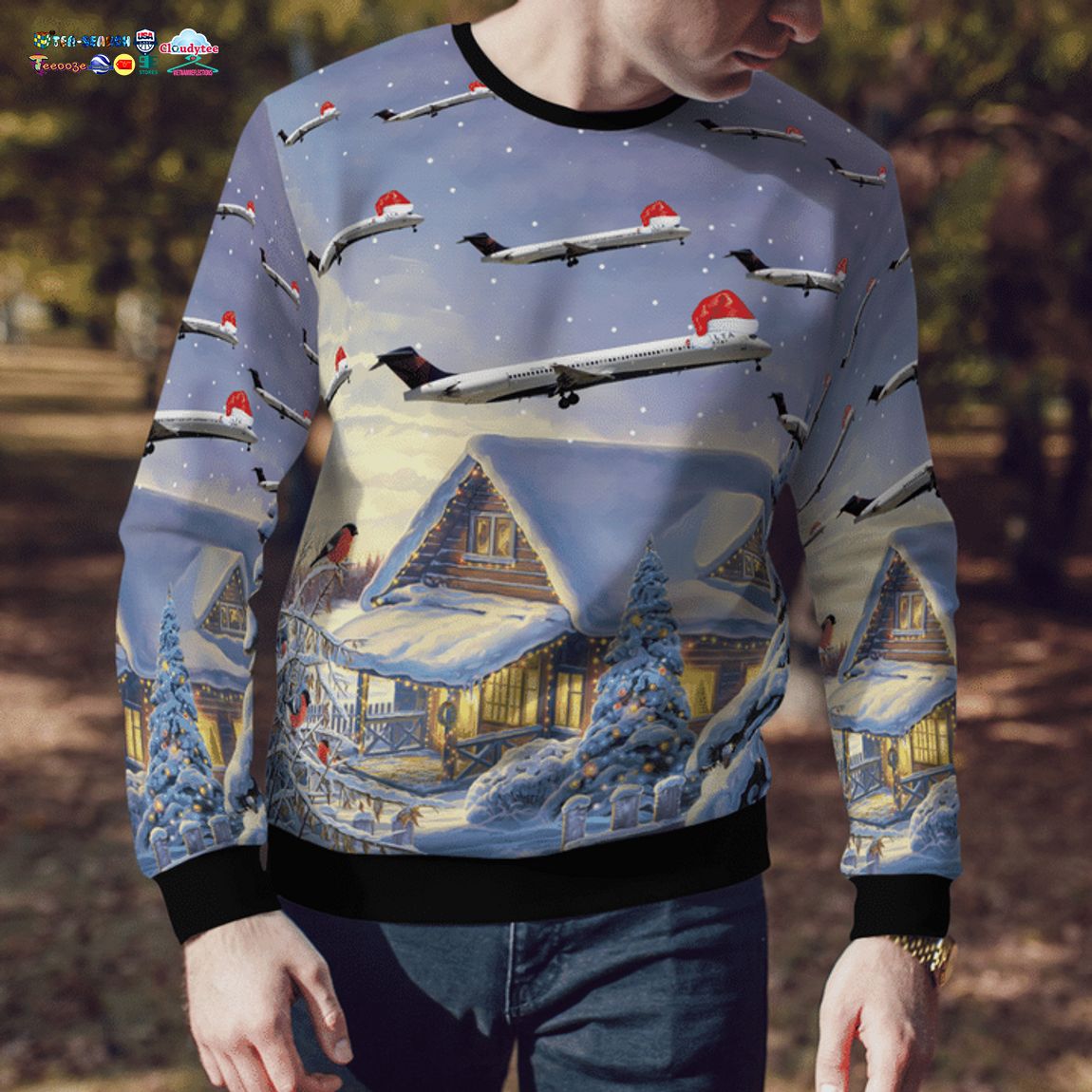 Delta Air Lines McDonnell Douglas MD-80 3D Christmas Sweater