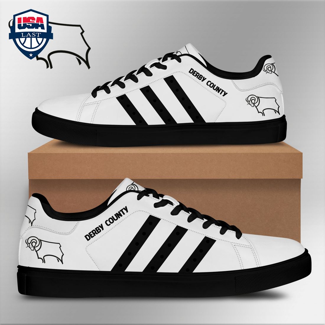 Derby County FC Black Stripes Style 1 Stan Smith Low Top Shoes – Saleoff